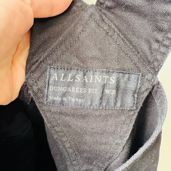 ❤️ AllSaints Women Dungarees denim overalls, black, Size 25 - Picture 10 of 11